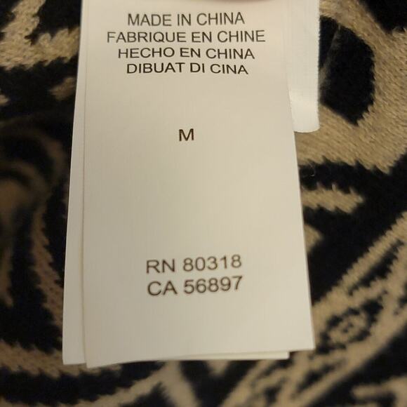 Lucky Brand Boho Thin Cardigan Sweater Southwestern Black Tan Waterfall M #409 - Picture 9 of 14